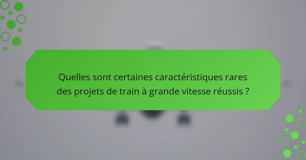 Quelles sont certaines caractéristiques rares des projets de train à grande vitesse réussis ?