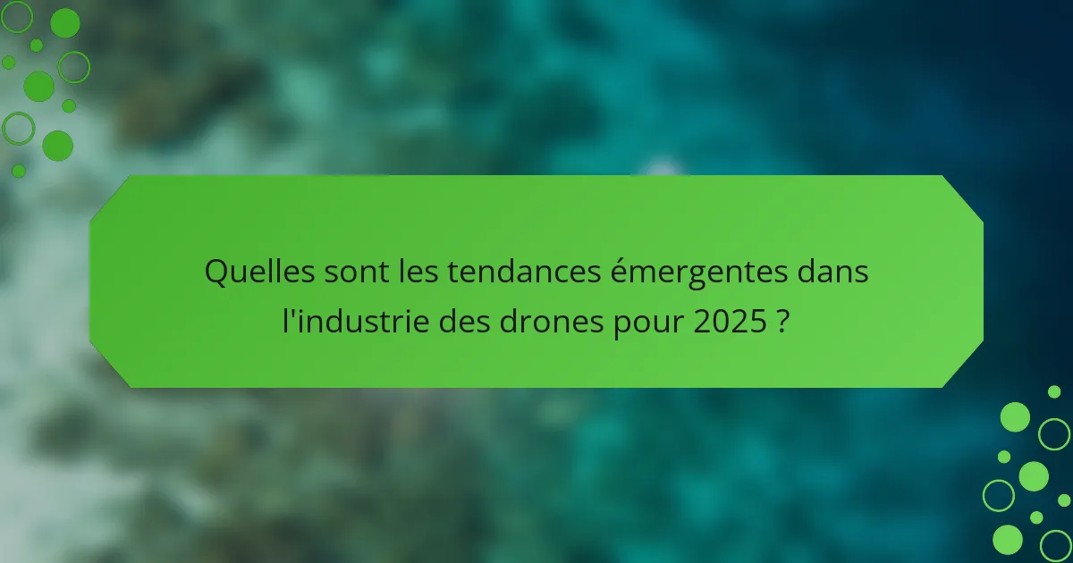 Quelles sont les tendances émergentes dans l'industrie des drones pour 2025 ?