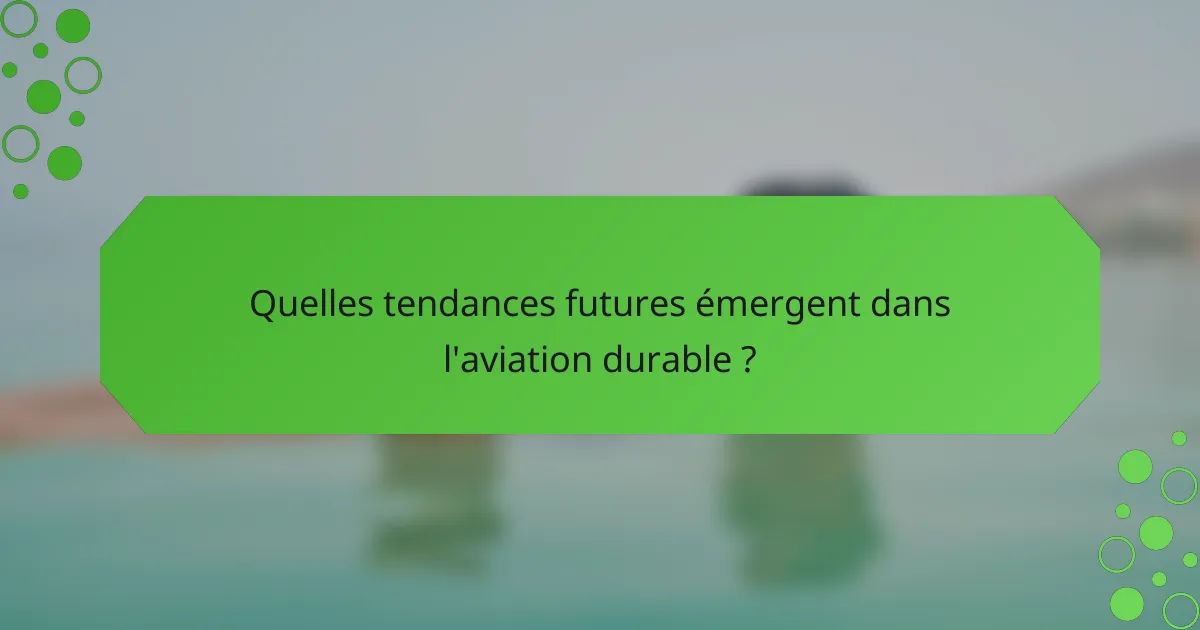Quelles tendances futures émergent dans l'aviation durable ?