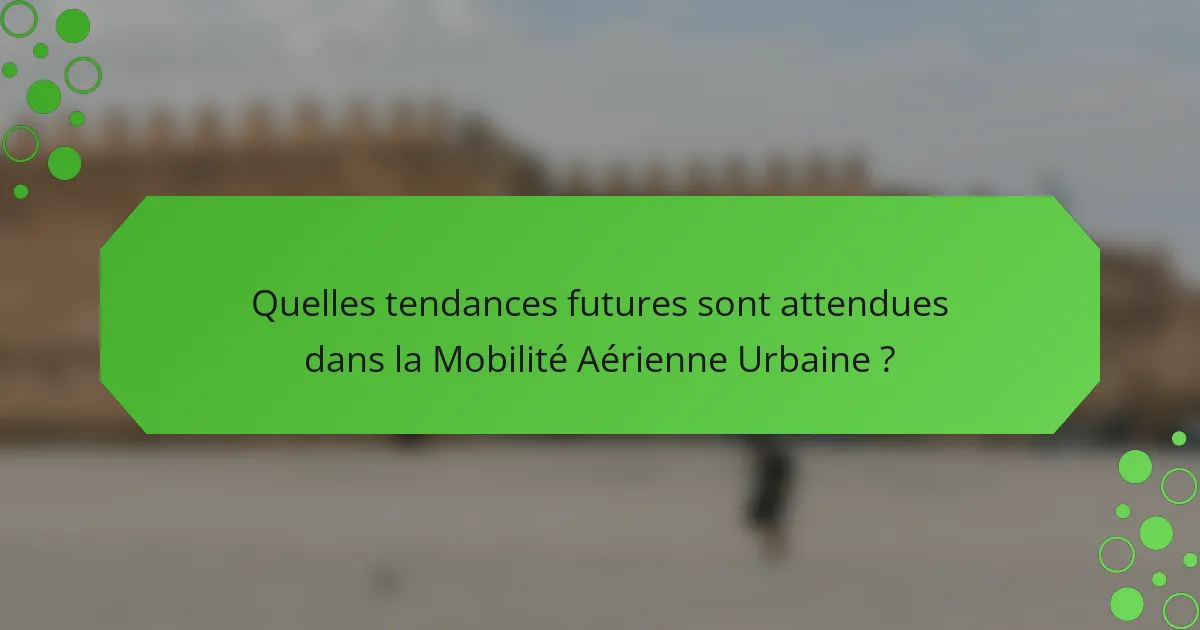 Quelles tendances futures sont attendues dans la Mobilité Aérienne Urbaine ?