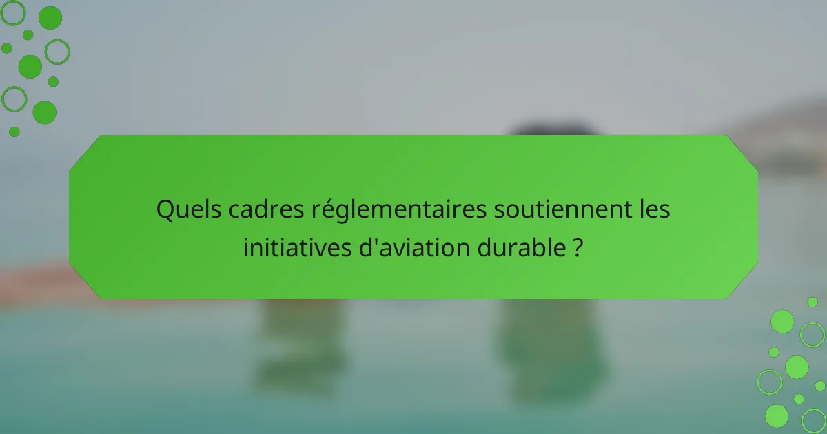 Quels cadres réglementaires soutiennent les initiatives d'aviation durable ?